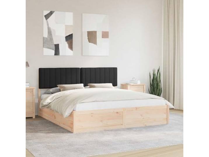 RJPLMFV Bettgestell aus Holz mit gepolstertem Kopfteil, Schwarz, 180 x 200 cm