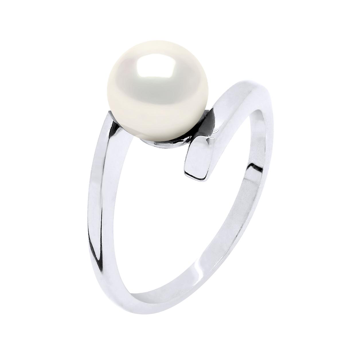 Ring Rush Offset zoetwaterparels 7,5-8 mm ronde White 925