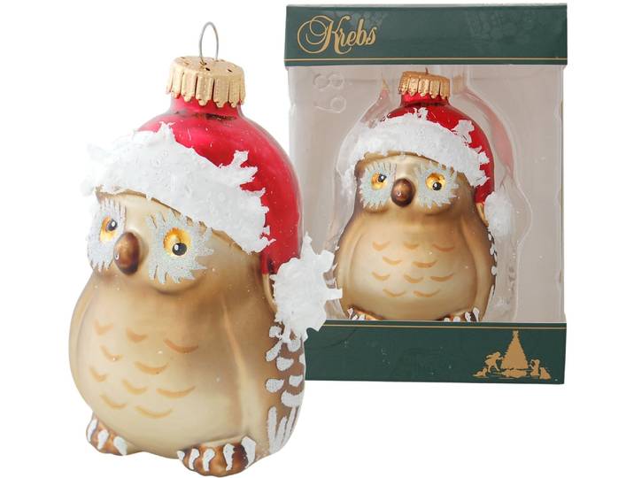 Christbaumschmuck KREBS GLAS LAUSCHA CBK82039, Weihnachtsdeko, Christbaumschmuck , braun, Glas, Weihnachtsbaumschmuck, Christbaumschmuck, Eule