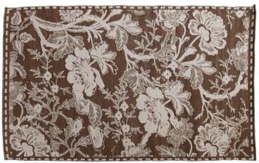 Storied Home Woven Wool and Cotton Blend Jacquard Rug with Floral Pattern - 5' x 8'