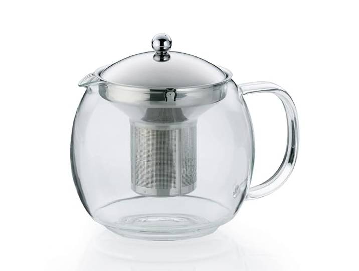 kela Glas Teekanne mit Siebeinsatz, Teekanne Glas 1,5 l CYLON, Glaskanne für losen Tee und Teebeutel, Teebereiter