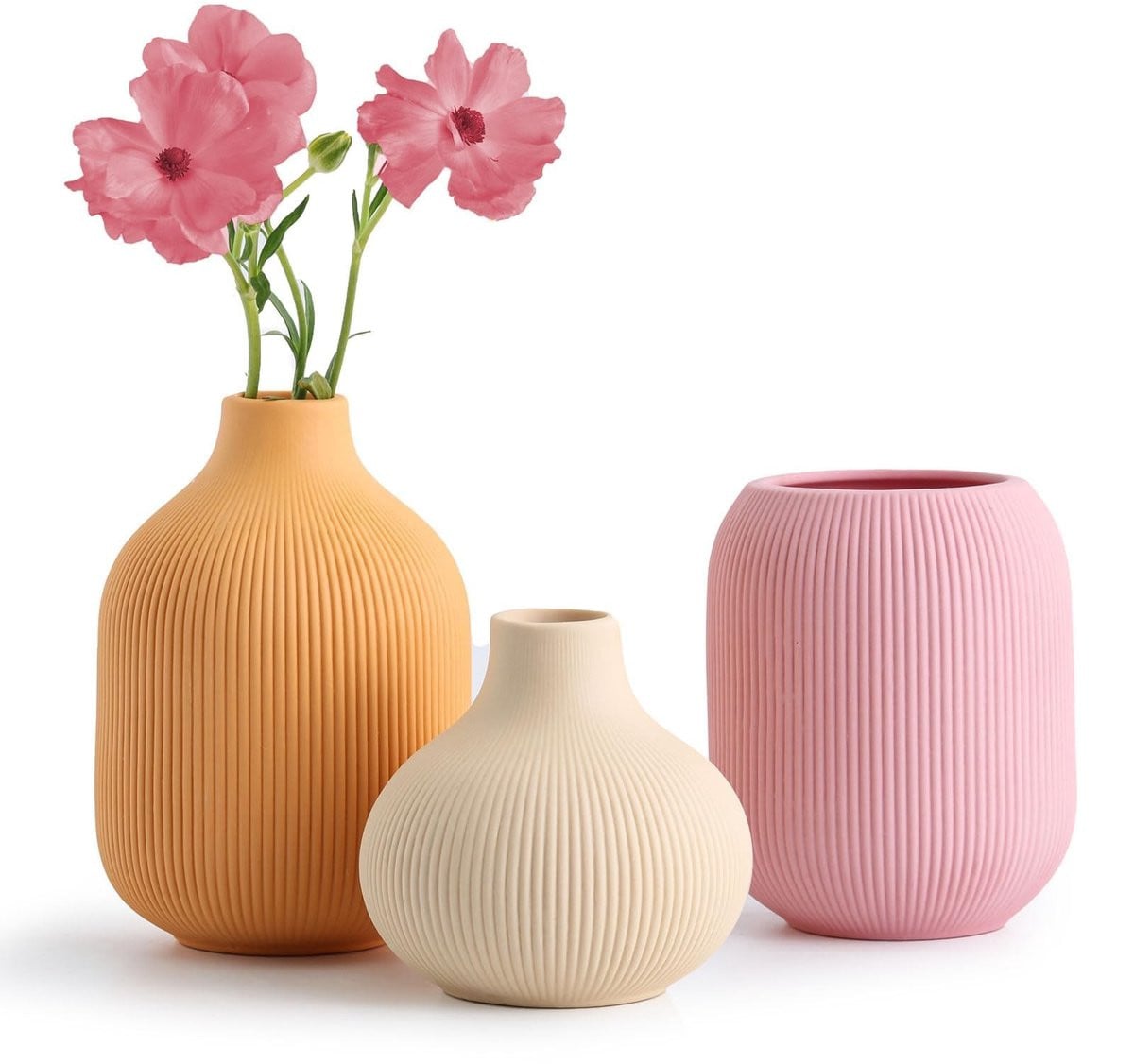 Set van 3 minimalistische keramische vazen voor thuisdecoratie