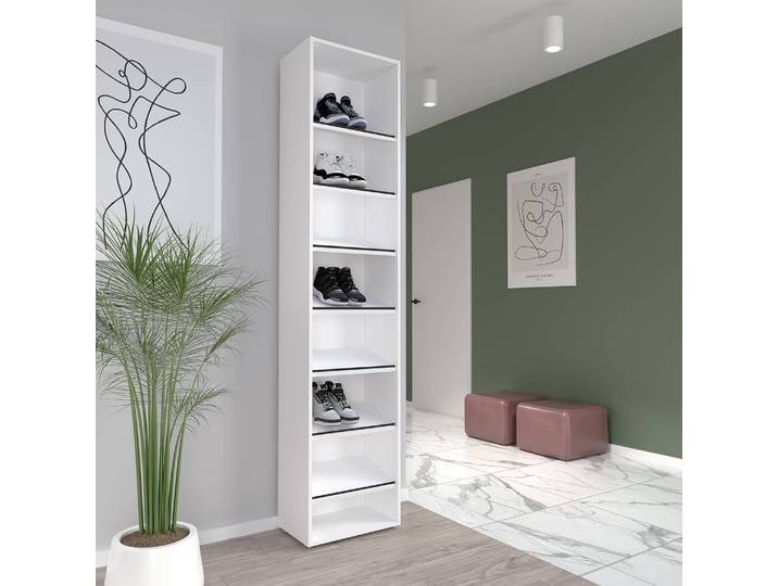 Étagère à chaussures Smartt 46 x 207 x 30cm Blanc