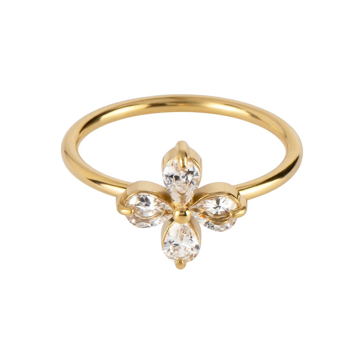 Jacques Lemans Ring Edelstahl vergoldet mit Zirkonia