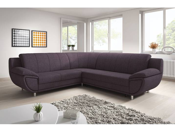 Ecksofa, Struktur, Rosybraun, 267×247 cm, Federkern, L-Form, Klassisch, TRENDMANUFAKTUR