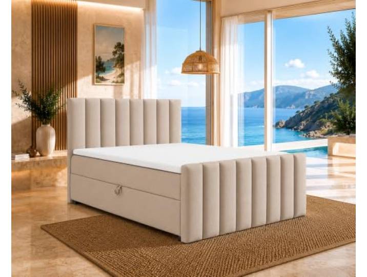 Best For Home Trinity K10 Lux Boxspringbett 160x200 mit Bettkasten Topper Luxuriöses Boxspringbett mit 7-Zonen-Bonell-Federkernmatratze, PUR-Schaum-Topper und zwei geräumigen Bettkästen.