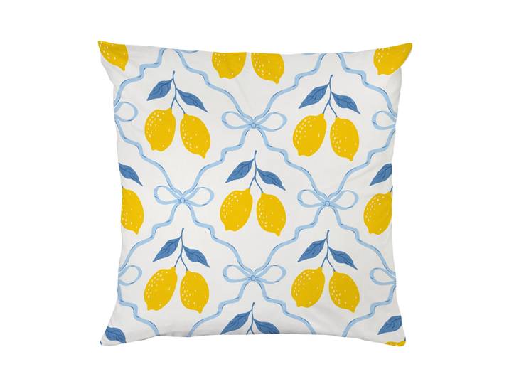 Dekokissen QUEENCE Muster Zitronen , bunt (bedruckt), B:40cm L:40cm, Polyester, Dekokissen_Sitzkissen_Kissenhüllen, Dekokissen, Beidseitig bedruckte Kissenhülle, Kissen 40x40cm, inkl. Reissverschluss
