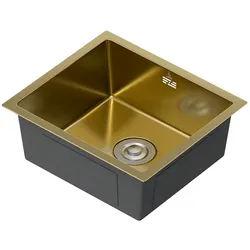 Gasfrit – Küchenspüle mit Siphon für Arbeitsplatte aus Edelstahl, goldfarben, 1 Becken 470 x 410 mm