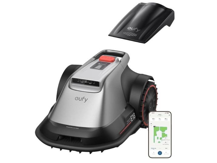 Tondeuse Robot eufy E18, sans Fil Périphérique/RTK/Perte de Signal. TrueVision + GNSS pour pelouses jusqu'à 1200 m². Tonte précise des bordures, évitement d'obstacles, commande par application.