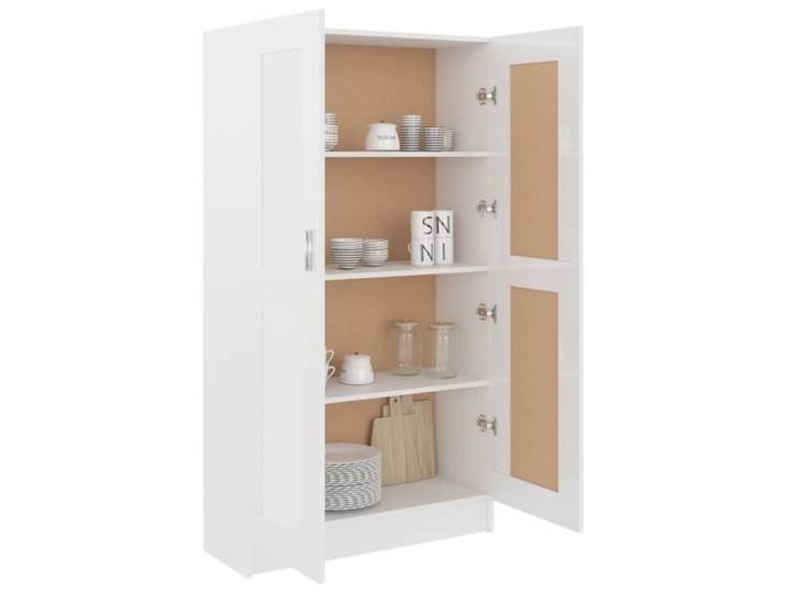Bibliothèque VINGVO Blanc Brillant - 82 5x30 5x150 cm - 4 étagères