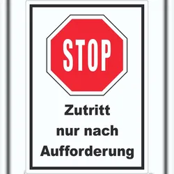 HB-Druck Stop Zutritt nur nach Aufforderung Aufkleber A7 (74x105mm)