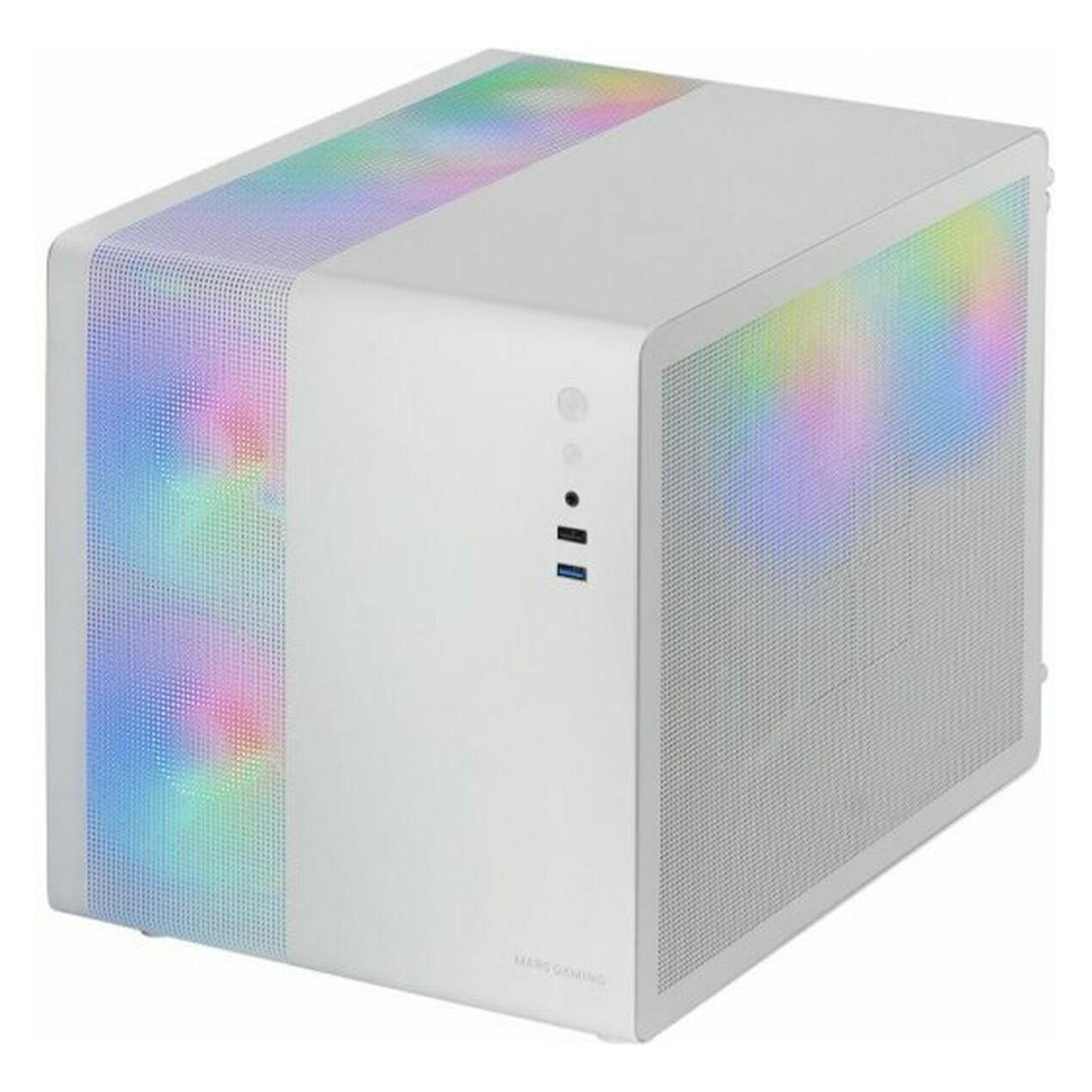 Mars Gaming Boitier Mini Tour Micro ATX MC-400 RGB avec panneau vitré (Blanc) (mATX, Mini-ITX) (MC400W)