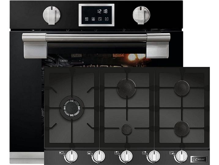 Kaiser Küchengeräte Backofen-Set EH 6338 S + KCG 9387, mit 1-fach-Teleskopauszug, Einbau Backofen, massives Metall, 79L+90cm,Einbau Herd