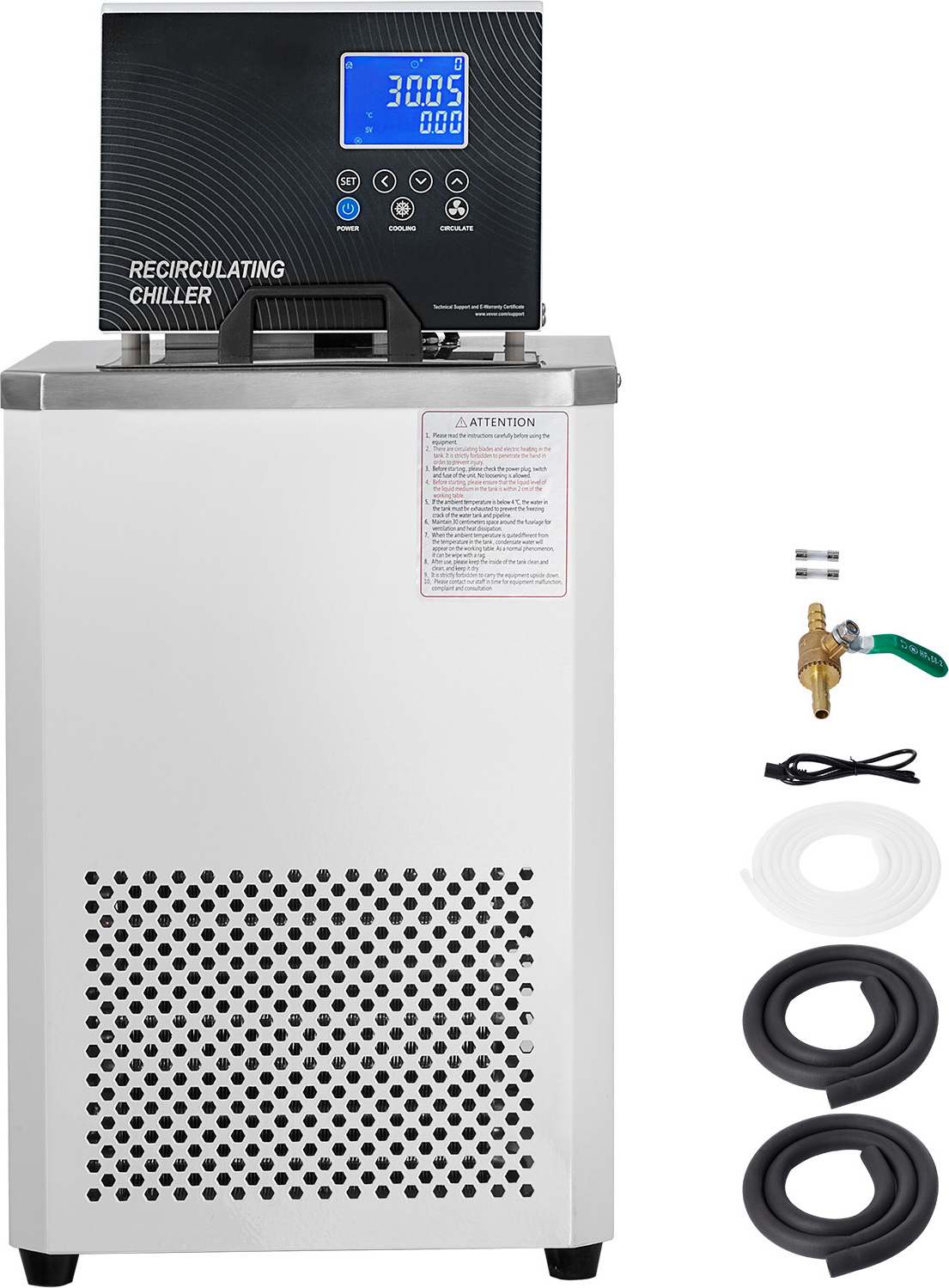 SucceBuy Labor-Kühl-/Umwälzthermostat, 6 l, -20 °C - 100 °C, LCD-Anzeige, Edelstahl 304, Doppelzirkulation, für präzise Experimente und den industriellen Einsatz