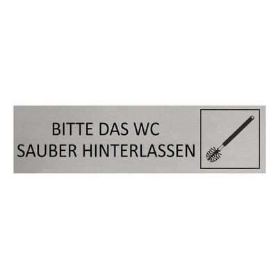 CombiCraft Aluminium Türschild Bitte das WC sauber hinterlassen 165x45mm mit 3M-Tape