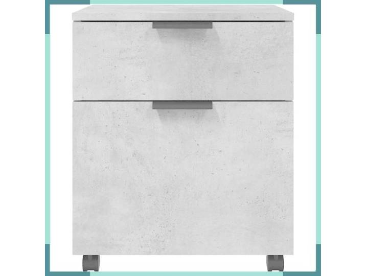 Classeur mobile - 811524 - Gris béton - Bois d'ingénierie - 4 roulettes