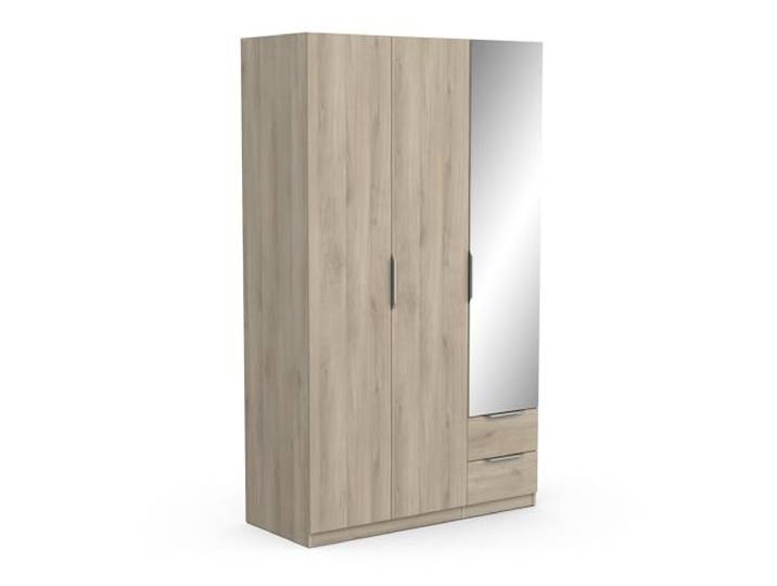 Demeyere Armoire Dressing Avec Miroir & Penderie Moderne 3 Portes 2 Tiroirs 4 Niches – Coloris Chêne Kronberg - 119,4 x 51,1 x 203 cm