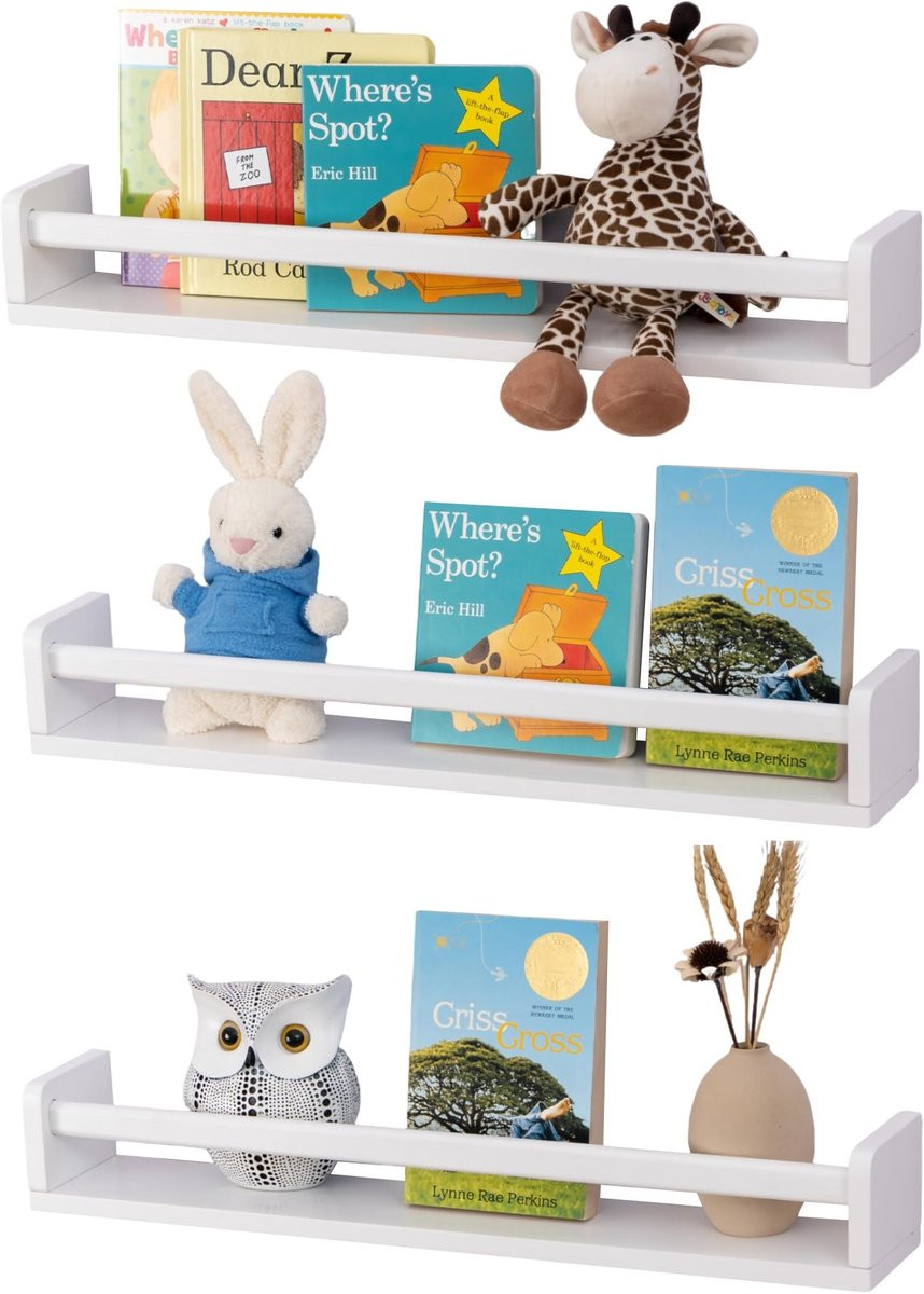 Dailygoods Houten Wandplank voor Kinderen, Zwevende Boekenplank, 40 cm