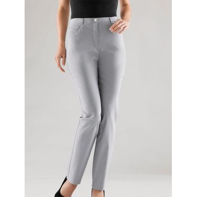 5-Pocket-Hose STEHMANN, Damen, Gr. 40, Normalgrößen, grau (silbergrau), 72% Viskose, 25% Polyamid, 3% Elasthan, unifarben, lang, Hosen 5-Pocket-Hose