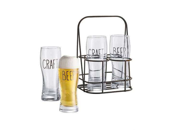 Gläser-Set, transparent, B:18,5cm H:24cm, Glas, Metall, Trinkgefässe, Gläser-Set