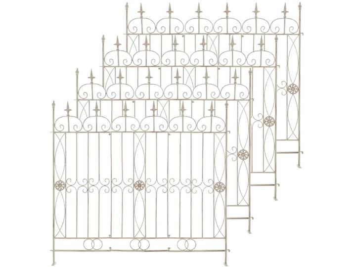 CLP 4er Set Gartenzäune Mangold Steckzaun Landhausstil Rankzaun Garten Terrasse Farbe antik-creme