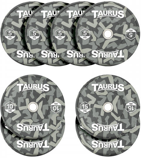 Taurus Camo Olympic Rubber Bumper Weight Plates 70kg Set