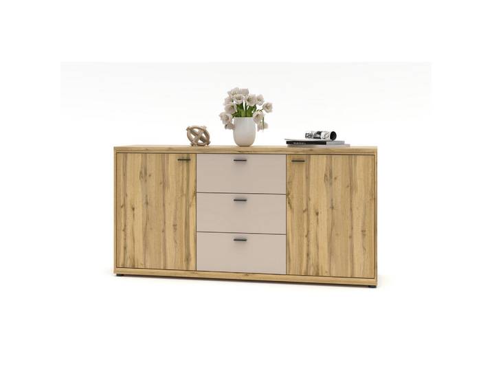 Livetastic Sideboard, Eiche, Kaschmir, 4 Fächer, 3 Schublade(n) Schubladen, 170x86x49 cm, Wohnzimmer, Kommoden & Sideboards, Sideboards