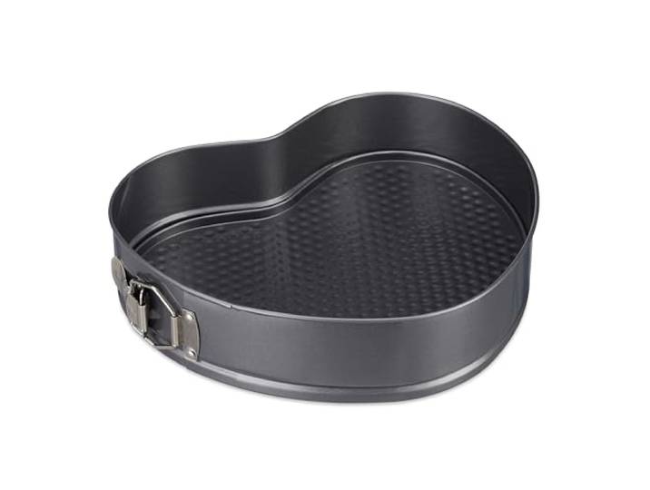 Relaxdays 10027855 gâteaux à charnière réglable Cœur\, antiadhésif\, Moule à manqué démontable\, 28\,5 x 25 cm\, Acier\, Gris\, Anthracite