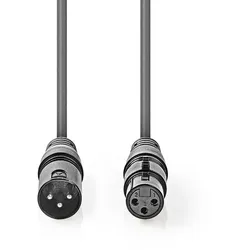 Nedis Balanced Audio-Kabel - XLR 3-Pin Stecker - XLR 3-Pin Buchse - Vernickelt - 10.0 m - Rund - PVC - Dunkelgrau - Kartonverpackung