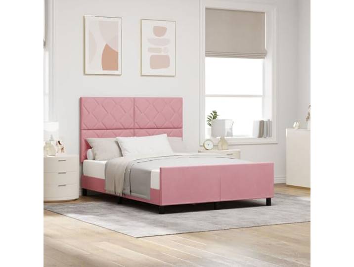 SKTQYQO Rosa Bett Bettgestell für Hotel Multifunktionsbett Geeignet für Hotels und Studios 140x190cm Samt
