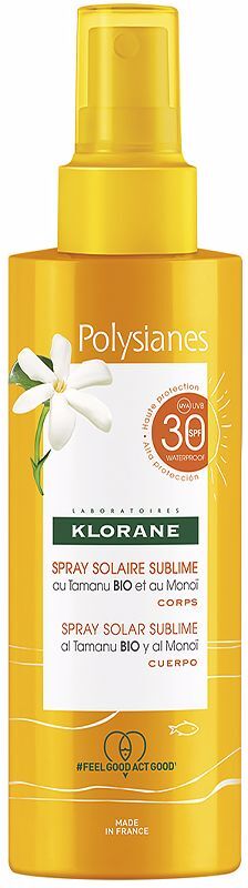 Klorane Polysiane Monoï Y Tamanu Bio spray solaire corps SPF30 200 ml