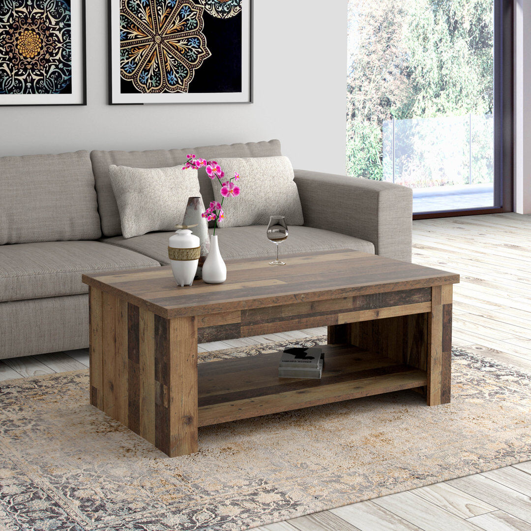 Mercury Lanham Lift Top Coffee Table with Storage Vintage 45.7cm H X 110cm W X 65cm D