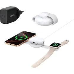 ANKER 3-in-1 Kabelloses Ladegerät Apple, Qi2 Magnetic Volt, Weiß