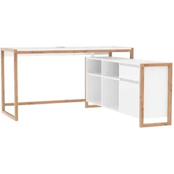 SCHREIBTISCH weiß, Eiche Artisan 139 x 139 cm, Eckschreibtisch für Büro und Homeoffice