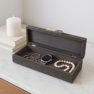 Sagebrook Home "Casual Home Keepsake Box with Sculptural Hardware and Lid - 18"", Gray - 18.0"""