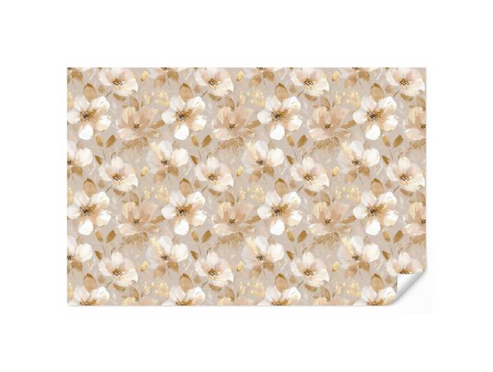 OnlyWow Tapete - Blumen - künstlerisch - Gold - 350x240 cm, Beige, Papier, Rechteckig, 350x240 cm, Tapeten & Wandverkleidungen, Vliestapeten