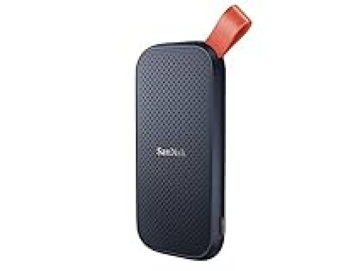 SanDisk 2To Portable SSD, Disque SSD externe, des vitesses allant jusqu'à 520 Mo/s, Disque SSD NVMe externe, robuste SSD, crochet en caoutchouc robuste, Gris