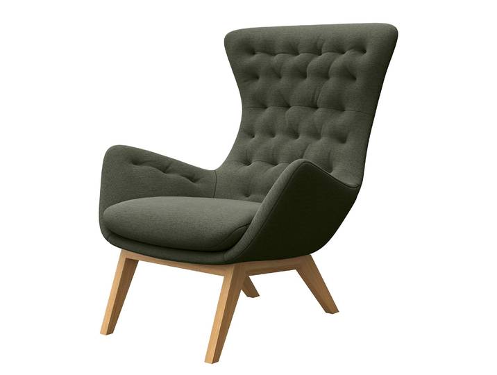 Fauteuil AUDREY Vert/Vert de gris Tissu Saia Chêne foncé 85 x 101 x 93cm