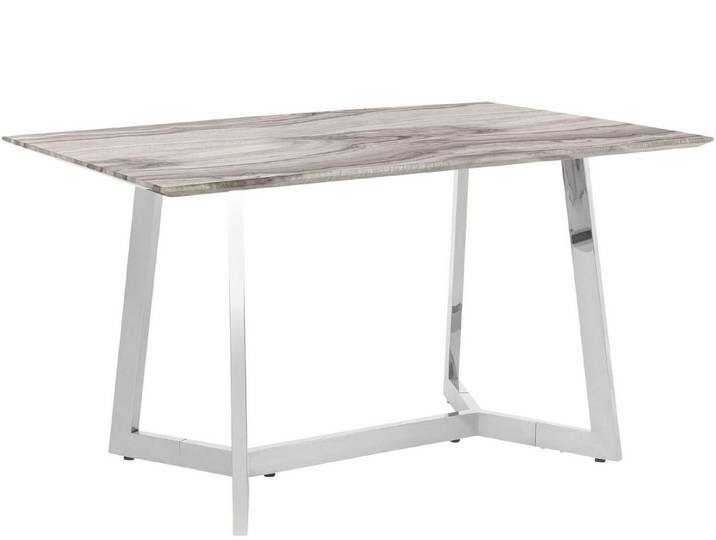loft24 Esstisch Tiesto - Esszimmertisch Küchentisch Tisch Speisetisch, in Marmoroptik, Chrom Gestell, Hochglanz, 120 cm