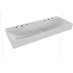 Kaldewei SILENIO Wand-Doppelwaschtisch, 1200x460 mm, Alpinweiß, Perl-Effekt, 2x3HL, mit Überlauf