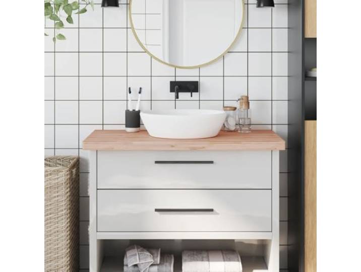 KPOTUERTU Waschtischplatte 100x60x4 cm Massivholz Buche Arbeitsplatte Massives Buchenholz, abgerundete Ecken, glatte Oberfläche, vielseitig einsetzbar, Unikat
