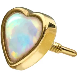 14 Karat Gold Schraubaufsatz mit Außengewinde SYNTHETISCHES OPAL-HERZ
