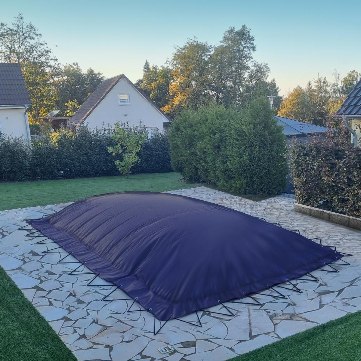 Aufblasbare Pool Abdeckplane für Pool rechteck 3,50 x 6,50m, Farbe: dunkelblau, Air Cover, wasserdicht, reißfest
