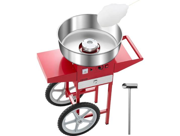 VEVOR Commerciële Suikerspinmachine met Kar 1000W Rood