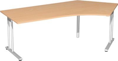 Winkelschreibtisch 135° PALENQUE, C-Fuß, Winkel rechts, B 2165 x T 800/1130 x H 720 mm, Buche