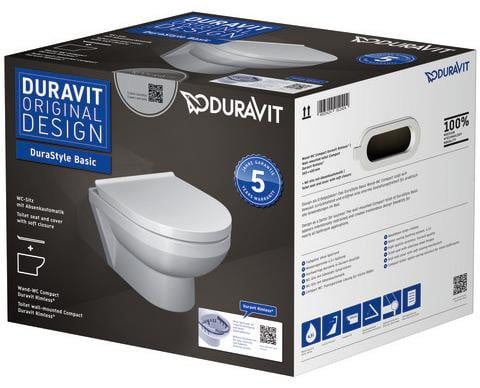 Duravit No. 1 Wandtoiletset, randloos, compacte diepspoeler