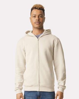 American Apparel RF497 ReFlex Fleece Full-Zip Hoodie Sweatshirt in Bone size XS   Cotton/Polyester Blend