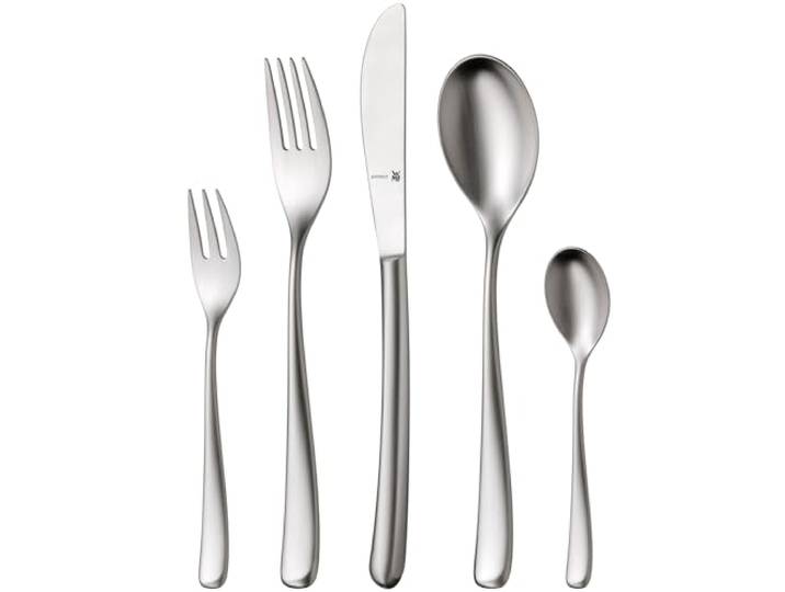 WMF Vision Besteck Set 12 Personen, 66 teilig, 60 Teile mit Servierbesteck, Hohlheftmesser, Cromargan protect mattiert, kratzbeständig, spülmaschinenfest