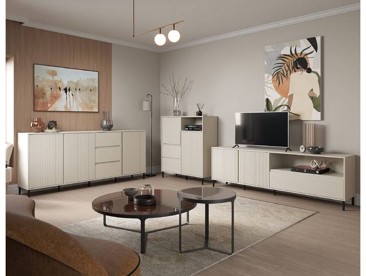 Commode Jitang 105 x 117 x 40cm Beige/Cachemire