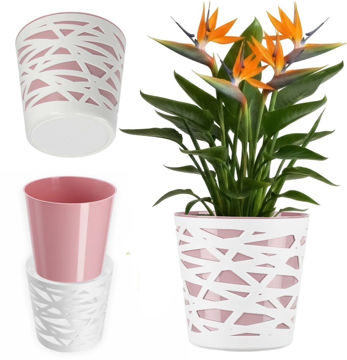 Kadax Ronde Kunststof Bloempot - Roze - 15 cm